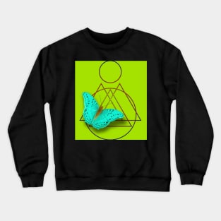 Surreal blue butterfly on vibrant green Crewneck Sweatshirt